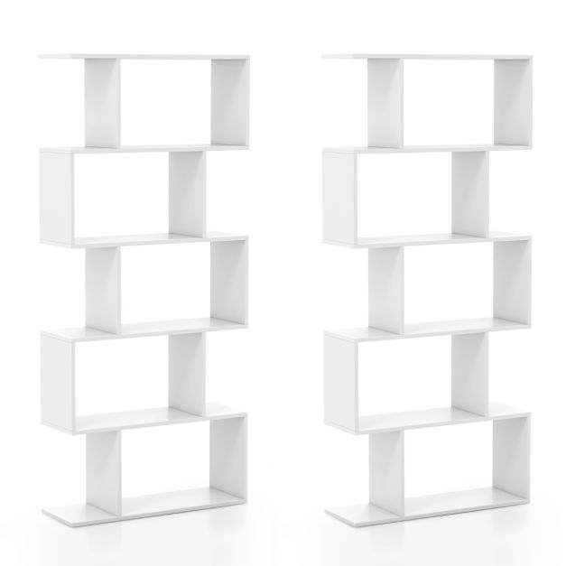 Geometric S-Shaped Bookcase with Anti-Toppling Device for Living Room Home Office