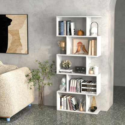 Geometric S-Shaped Bookcase with Anti-Toppling Device for Living Room Home Office