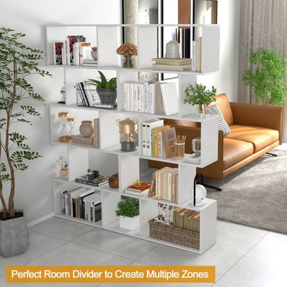 Geometric S-Shaped Bookcase with Anti-Toppling Device for Living Room Home Office
