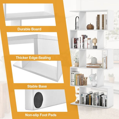 Geometric S-Shaped Bookcase with Anti-Toppling Device for Living Room Home Office