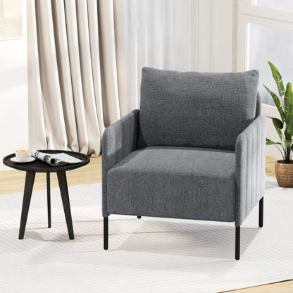 Chenille Single Seat Sofa with Cushion and Adjustable Foot Pads