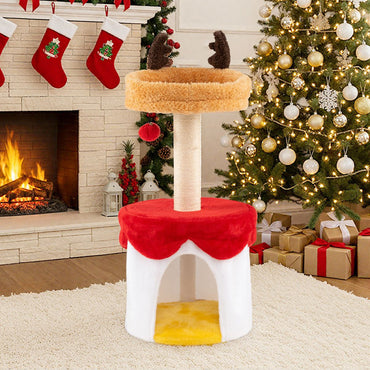Christmas Cat Tree with Bed 80 CM Modern Kitten Tower with Sisal Scratching Post