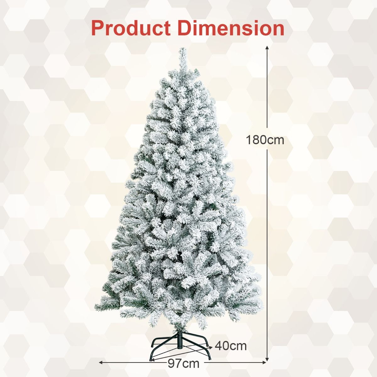 180/240 cm Snow Flocked Artificial Christmas Tree with 600/1010 Tips