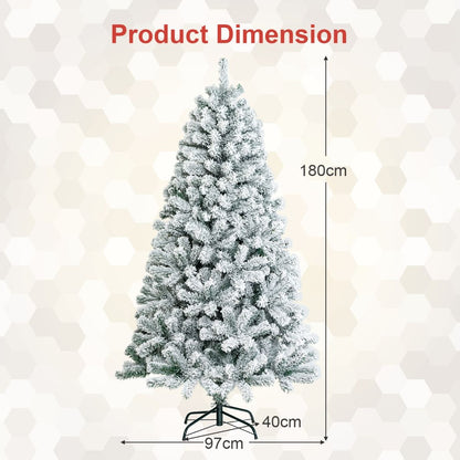 180/240 cm Snow Flocked Artificial Christmas Tree with 600/1010 Tips