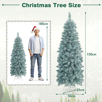 150/180 CM Slim Pencil Christmas Tree with 343/475 Branch Tips and 190/250 Colorful LED Lights