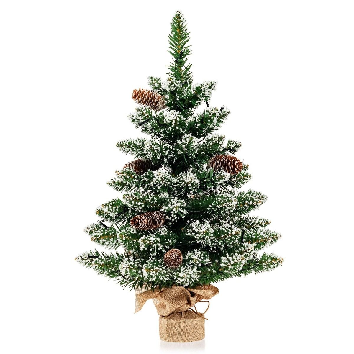 64CM Mini Tabletop Artificial Christmas Tree with LED Light