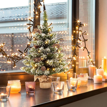 64CM Mini Tabletop Artificial Christmas Tree with LED Light