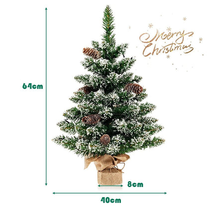 64CM Mini Tabletop Artificial Christmas Tree with LED Light