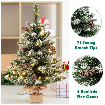 64CM Mini Tabletop Artificial Christmas Tree with LED Light
