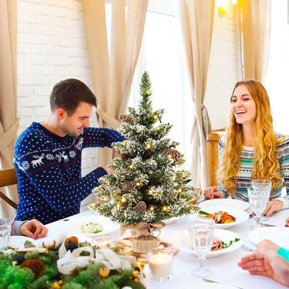 64CM Mini Tabletop Artificial Christmas Tree with LED Light