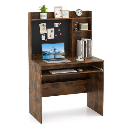 Computer Desk with Magnetic Bulletin Board and Keyboard Tray