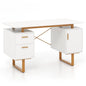 Computer Desk with Floating Desktop and Dual Drawers