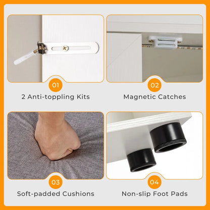 Corner Vanity Desk with Charging Station and Cushioned Stool