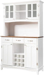 GiantexUK Kitchen Storage Cabinet, Wooden Freestanding Cupboard with 4 Cabinet, 3 Drawers