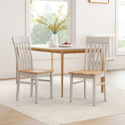 Dining Chairs Set of 2 with Hollowed Backrests and Rubber Wood Seats