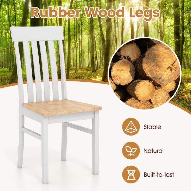 Dining Chairs Set of 2 with Hollowed Backrests and Rubber Wood Seats