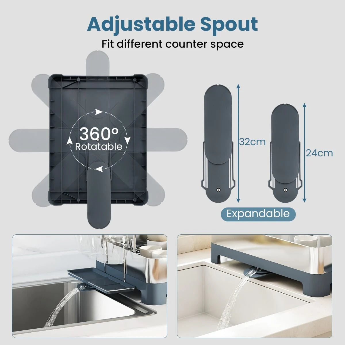 2-Tier Dish Drying Rack with Stemware and Cutlery Holder