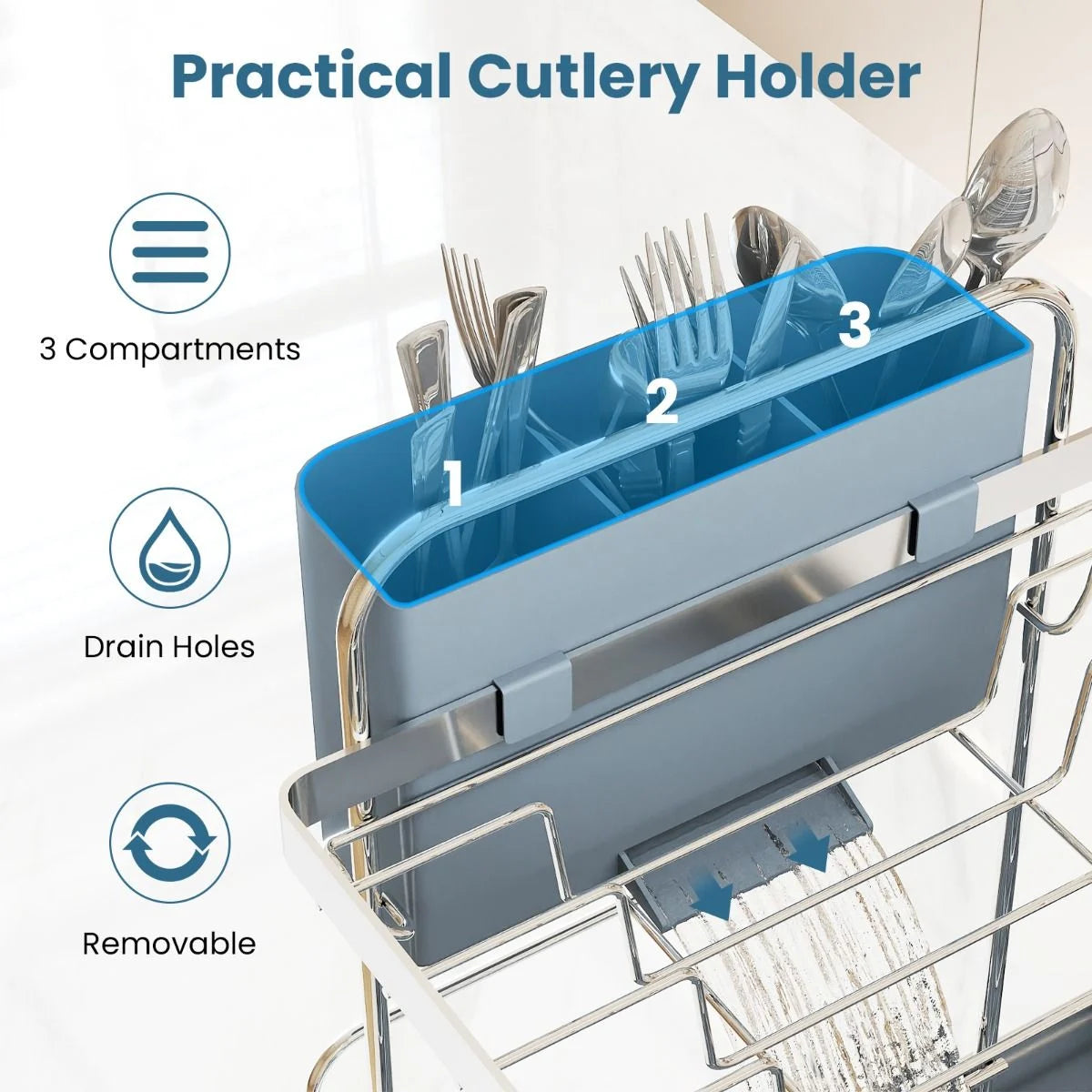 2-Tier Dish Drying Rack with Stemware and Cutlery Holder