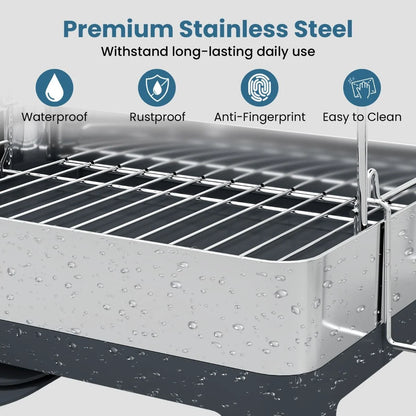 2-Tier Dish Drying Rack with Stemware and Cutlery Holder