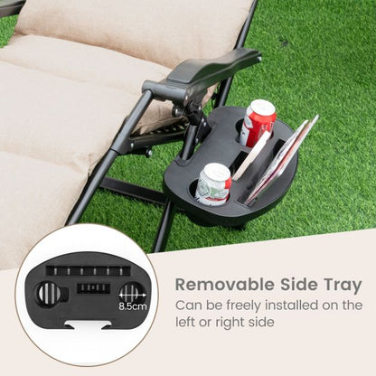 Adjustable Metal Zero Gravity Lounge Chair with Cup Holder Tray