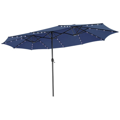 Double-Sided Outdoor Market Umbrella with Hand-Crank Mechanism