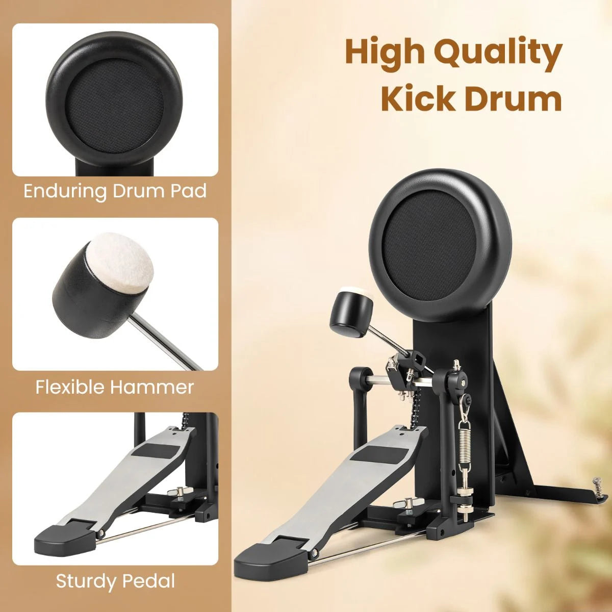 Electric Drum Set Foldable Drum Kit with 21 CM Mesh Drum Pads