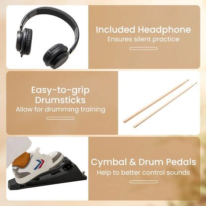 Electric Drum Set Foldable Drum Kit with 21 CM Mesh Drum Pads