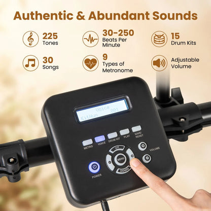 Electric Drum Set Foldable Drum Kit with 21 CM Mesh Drum Pads