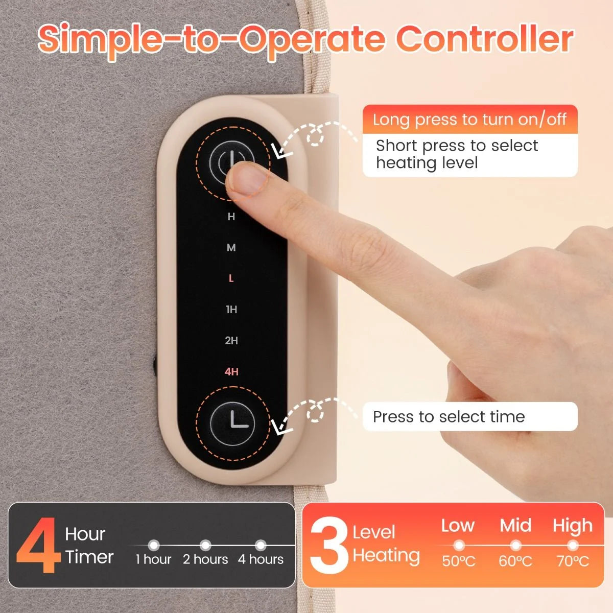 Electric Foot Leg Ankle Warmer with 3-Level Thermostat and 4H Timer