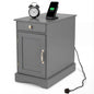 End Table Narrow Nightstand Bedside Table with Charging Station
