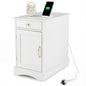 End Table Narrow Nightstand Bedside Table with Charging Station