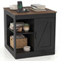 Farmhouse Nightstand with Charging Station Bedside Table with Adjustable Shelf