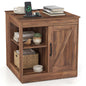 Farmhouse Nightstand with Charging Station Bedside Table with Adjustable Shelf