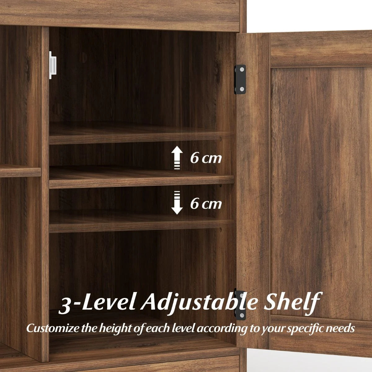 Farmhouse Nightstand with Charging Station Bedside Table with Adjustable Shelf