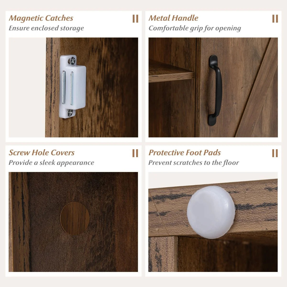 Farmhouse Nightstand with Charging Station Bedside Table with Adjustable Shelf