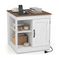 Farmhouse Nightstand with Charging Station Bedside Table with Adjustable Shelf