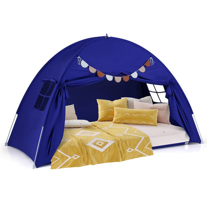 Foldable and Portable Canopy Tent on Twin Bunk Bed with 2 Windows