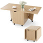 120cm Extendable and Foldable Coffee Table with Storage Cabinet and Wheels