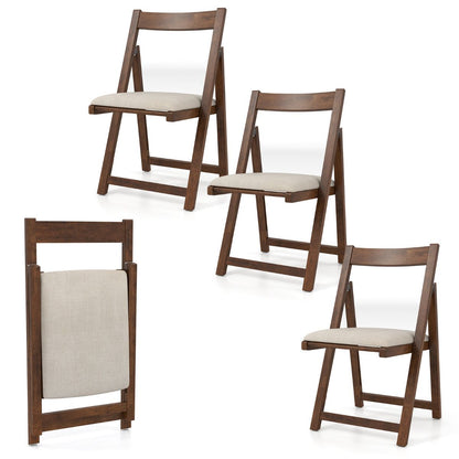 Foldable Dining Chair Set of 4 with Padded Seat and Curved Backrest