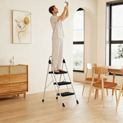 Folding Step Stool with Cushioned Handrail and Wide Anti-Slip Pedal