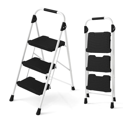 Folding Step Stool with Cushioned Handrail and Wide Anti-Slip Pedal