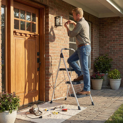 Folding Step Stool with Cushioned Handrail and Wide Anti-Slip Pedal