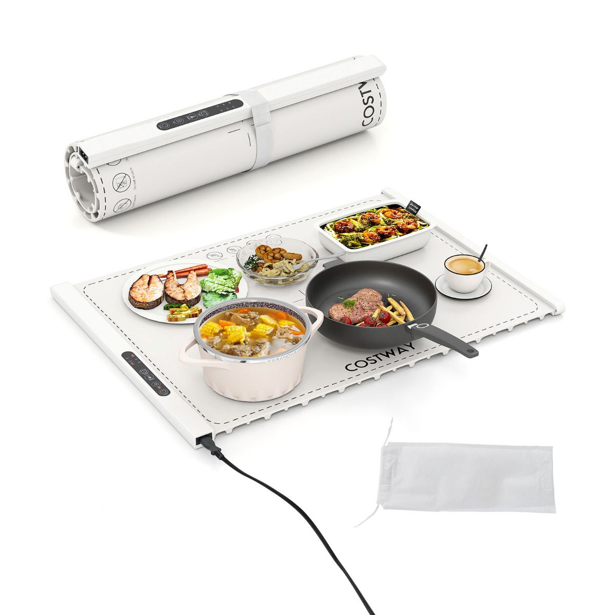 Food Warming Mat with Adjustable Temperature and Timer
