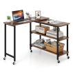 360° Free Rotating Sofa Side Table with Swivel and Sliding Tabletop