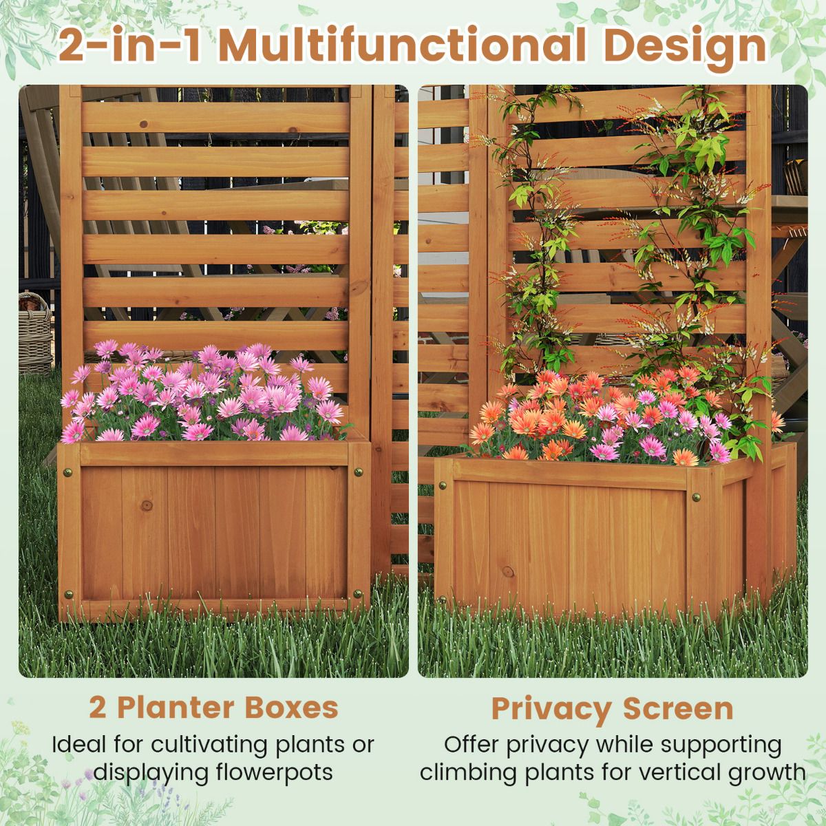 Freestanding Decorative Privacy Screen with 3 Hinged Panels