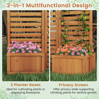 Freestanding Decorative Privacy Screen with 3 Hinged Panels