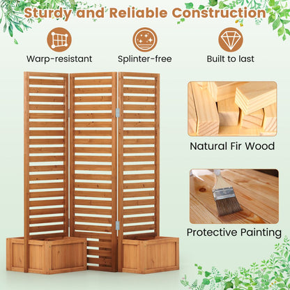 Freestanding Decorative Privacy Screen with 3 Hinged Panels