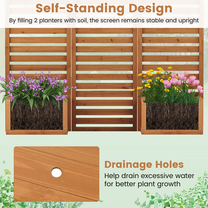 Freestanding Decorative Privacy Screen with 3 Hinged Panels