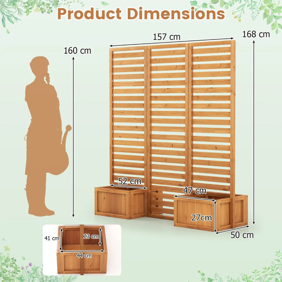 Freestanding Decorative Privacy Screen with 3 Hinged Panels