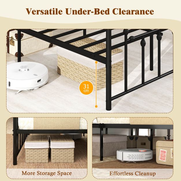 Single/Double/King Size Metal Bed Frame with Headboard